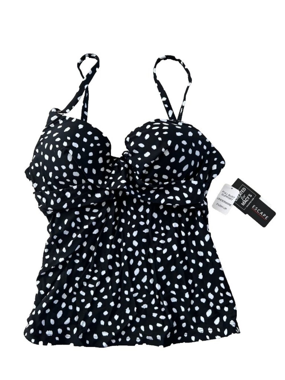 Island Escape Gemini Underwire Tankini Swim Top Polka ( 6 )